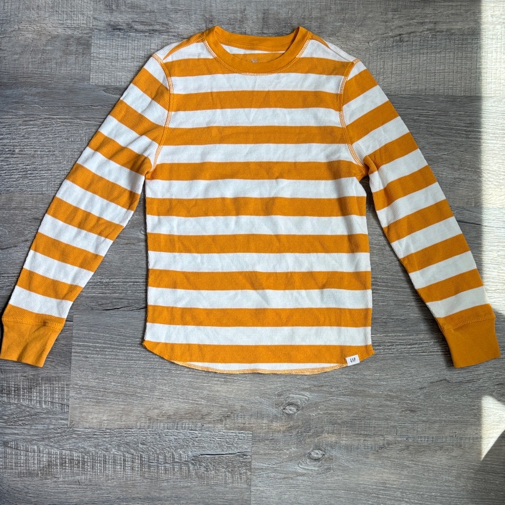 GAP NWOT Boys Long Sleeve Thermal - Mustard and White Stripes